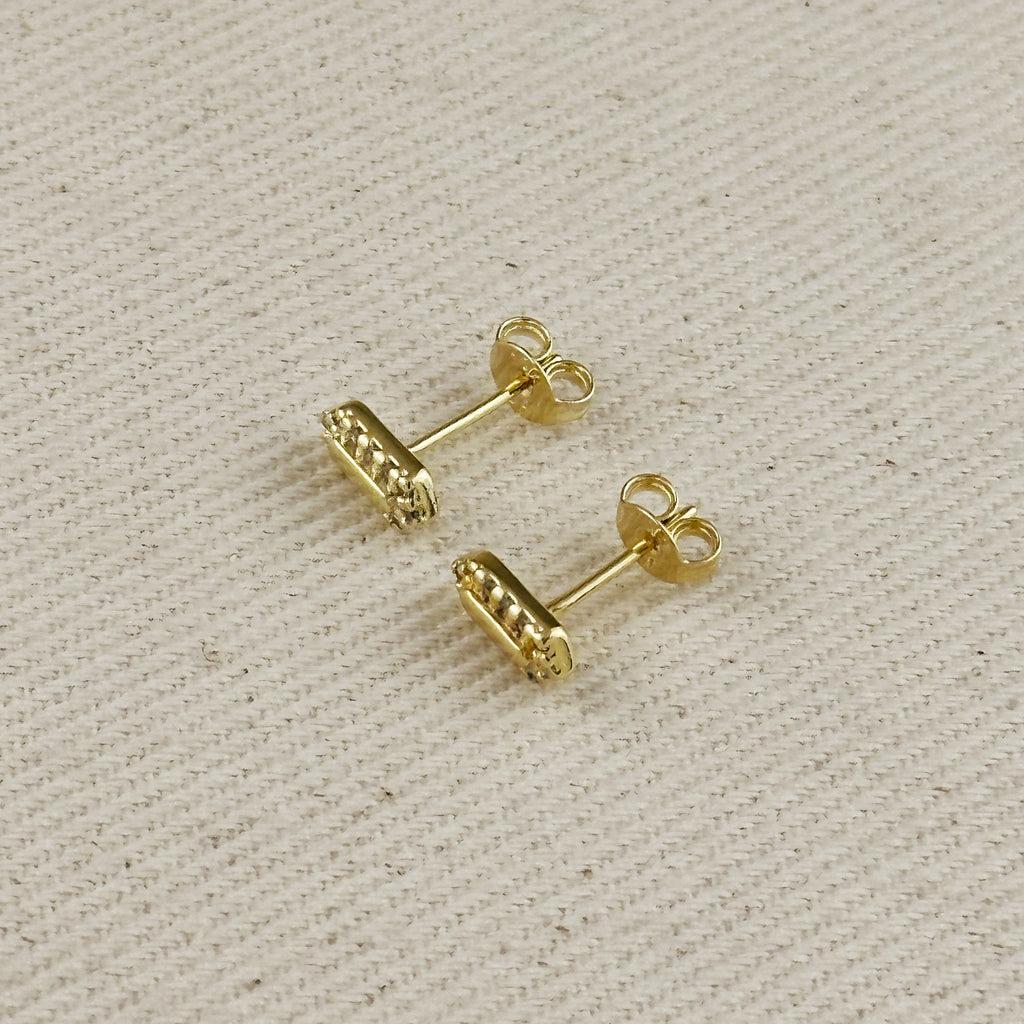 18k Gold Filled Mini Pointed Rectangle Plate Stud Earrings