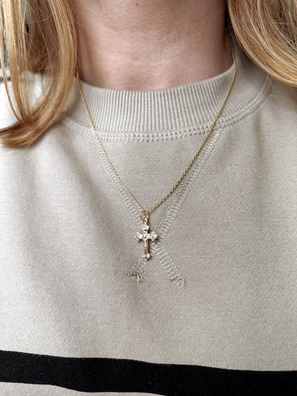 18k Gold Filled Delicate Crucifix Pendant