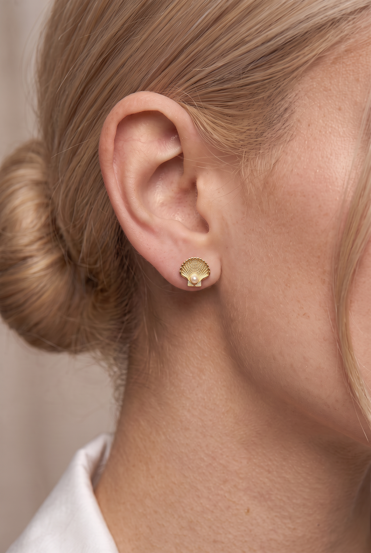 18k Gold Filled Seashell Stud Earrings