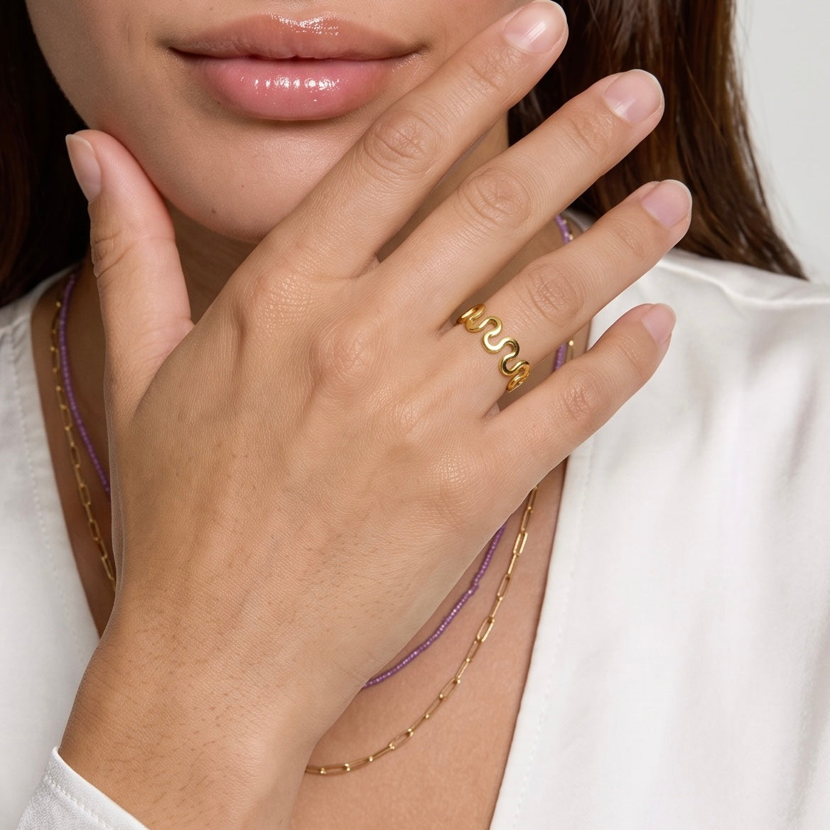 18k Gold Filled Short Wave Ring