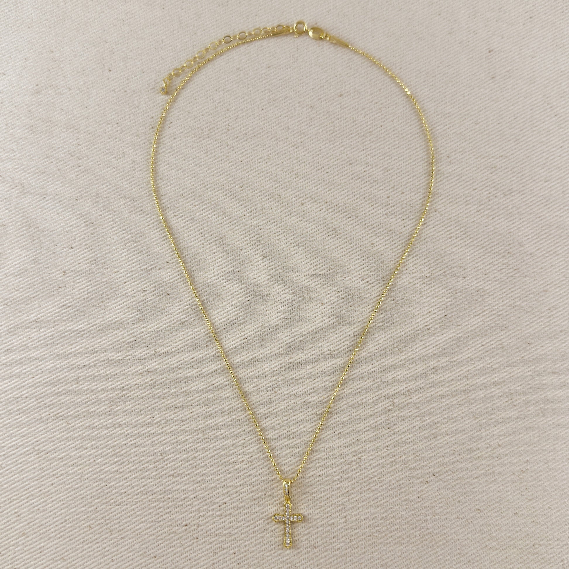 18k Gold Filled CZ Cross Necklace