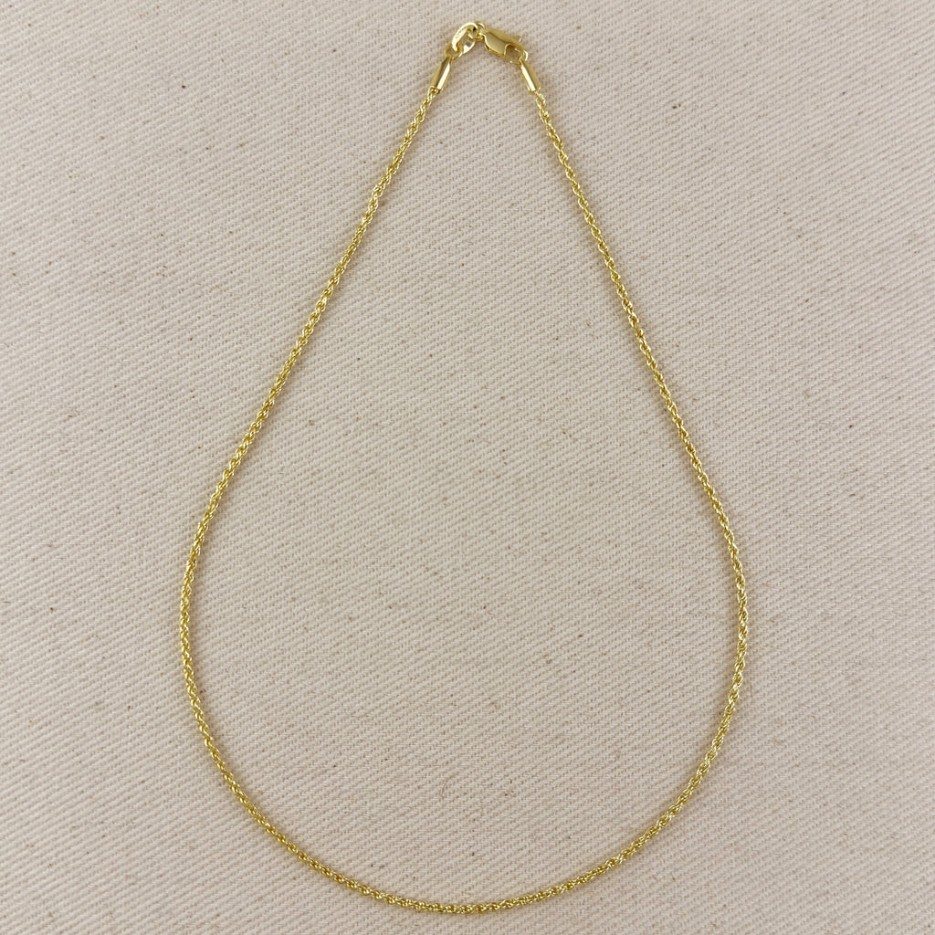 18k Gold Filled 1.7mm Rope Chain