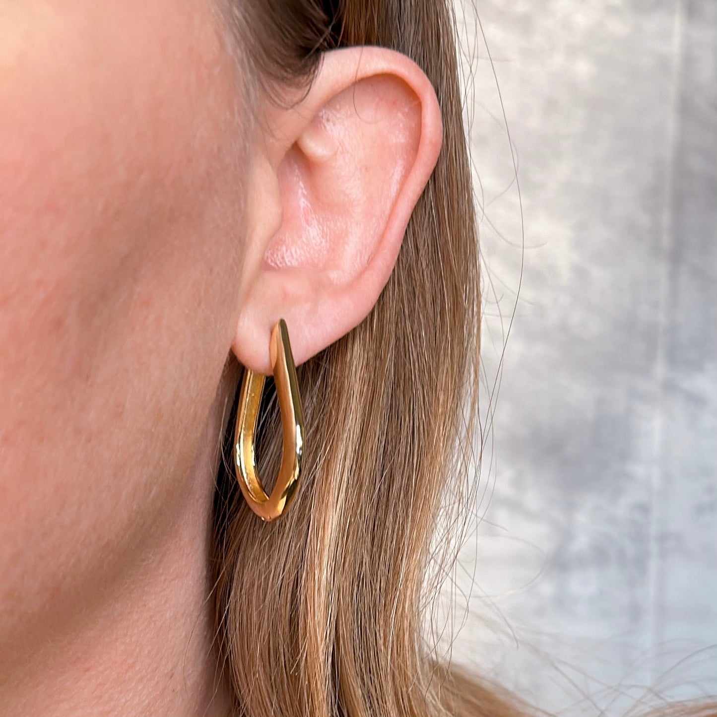 18k Gold Filled Teardrop Shaped Hoop Earrings
