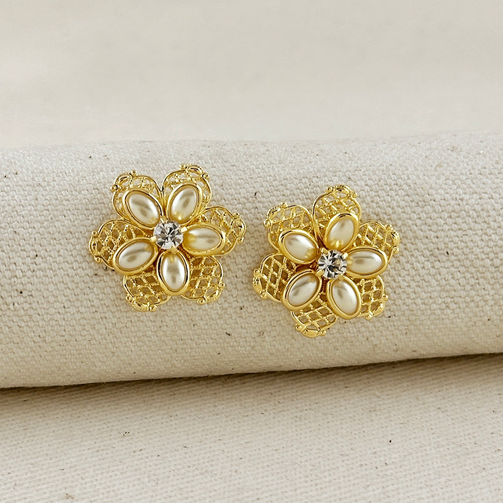 18K Gold Filled Mesh Flower Earrings