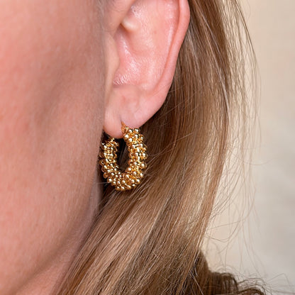 18k Gold Filled Beaded Cluster Hoop Earrings