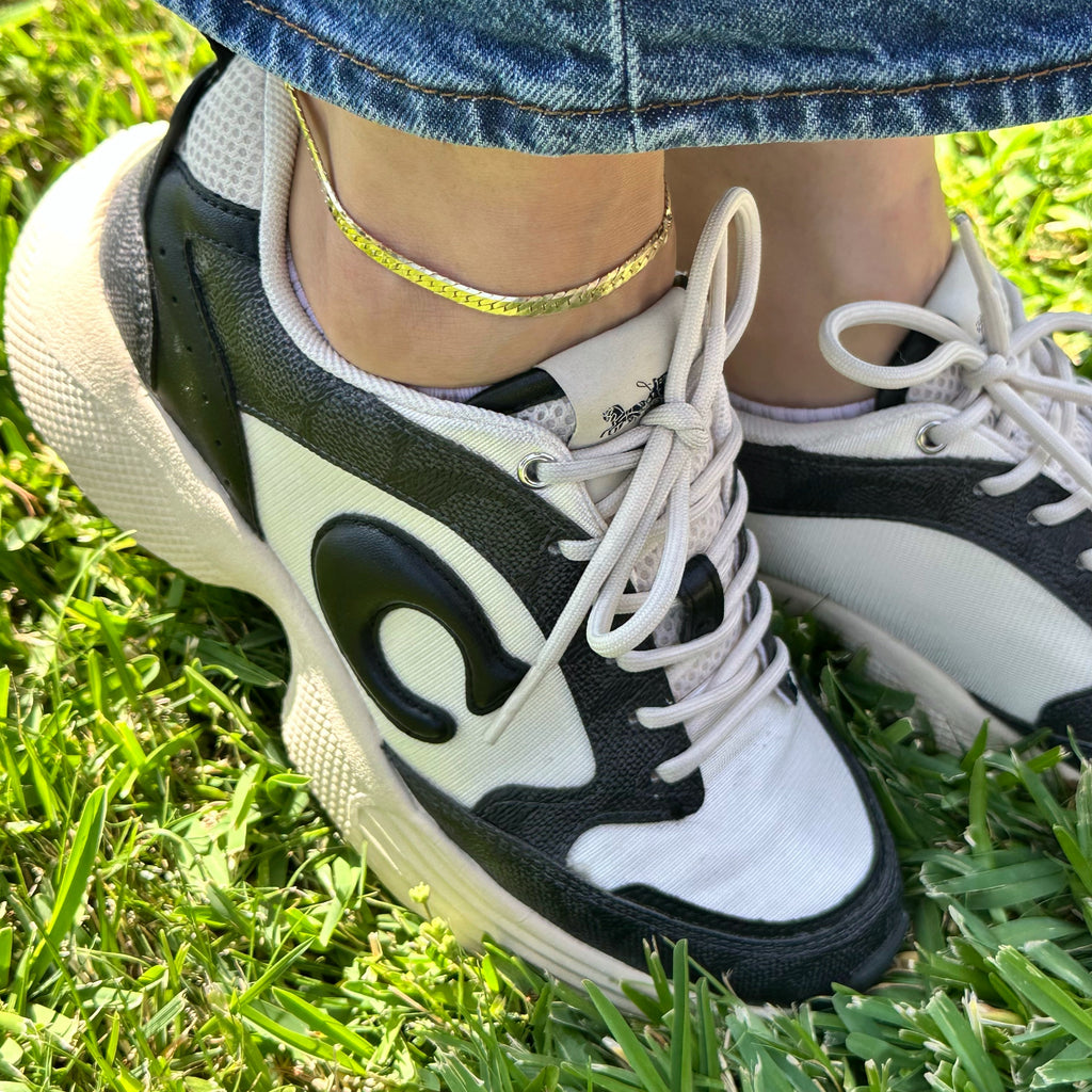 18K Gold Filled Diamond Cut Herringbone Anklet