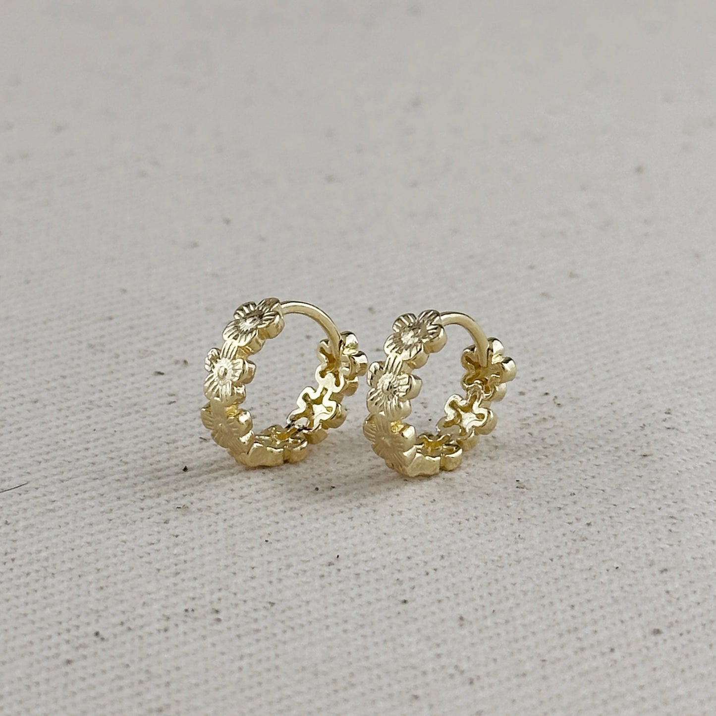 18k Gold Filled Flower Huggies Hoop Earrings