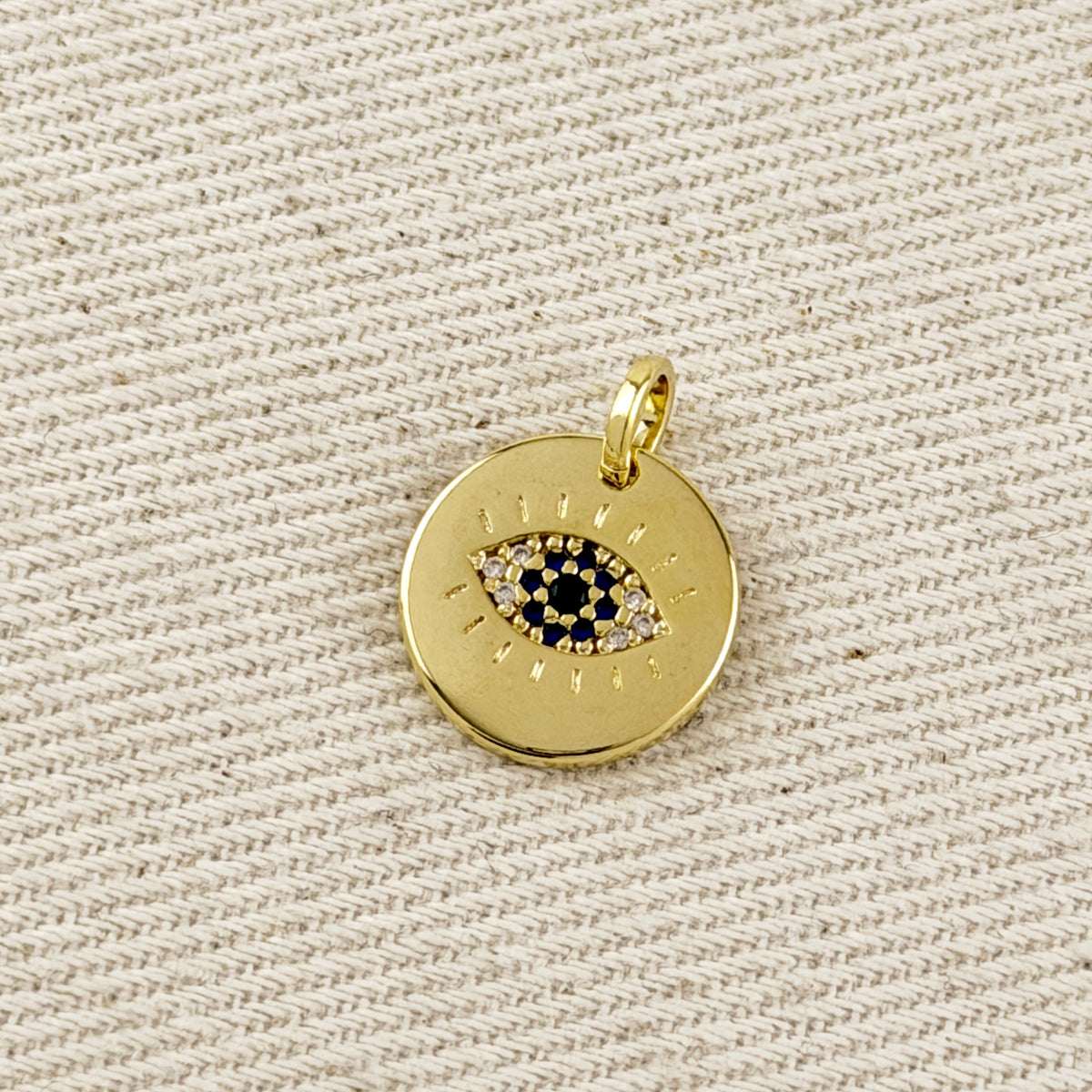18k Gold Filled Evil Eye Medal Pendant