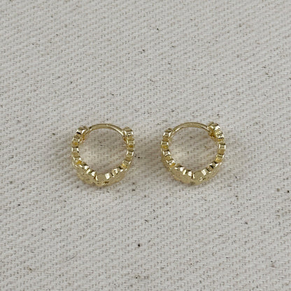 18k Gold Filled Flower Huggies Hoop Earrings