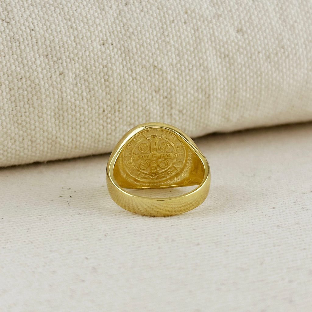 18k Gold Filled Saint Benedict Signet Ring