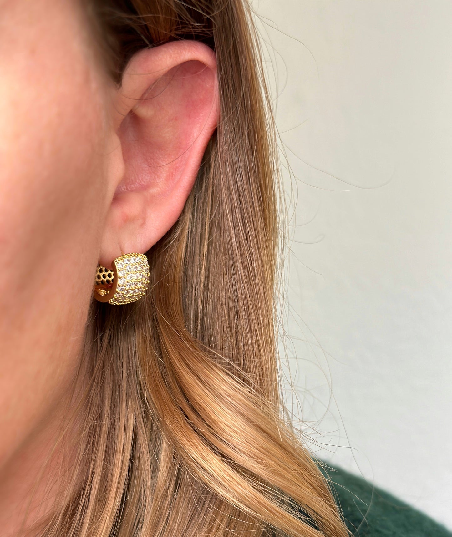 18k Gold Filled Chunky CZ Clicker Hoop Earrings