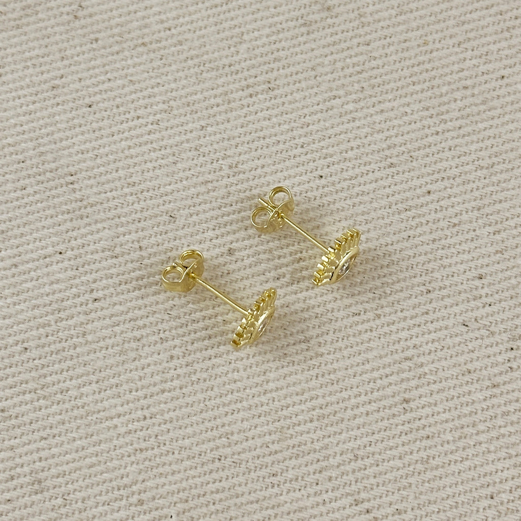 18k Gold Filled Mini CZ Eye Stud Earrings