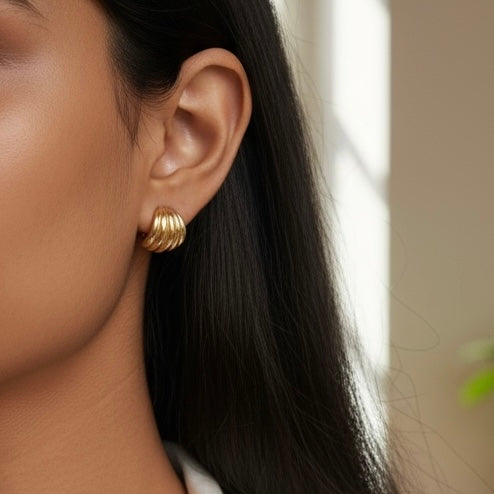 18k Gold Filled Groove C-Hoop Earrings