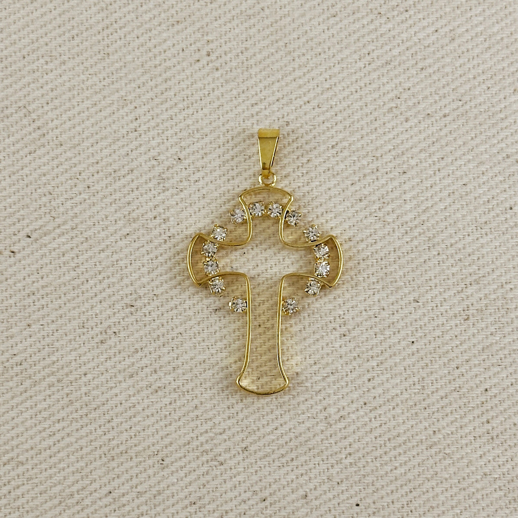 18k Gold Filled Halo Cross Pendant