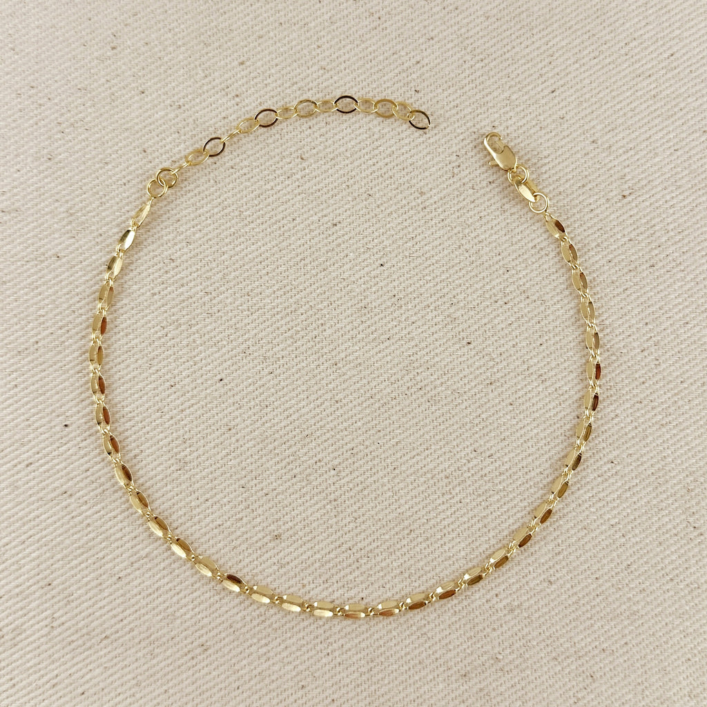 18k Gold Filled Detailed Chain Anklet