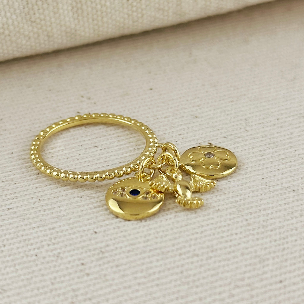 18k Gold Filled Protection Charms Ring