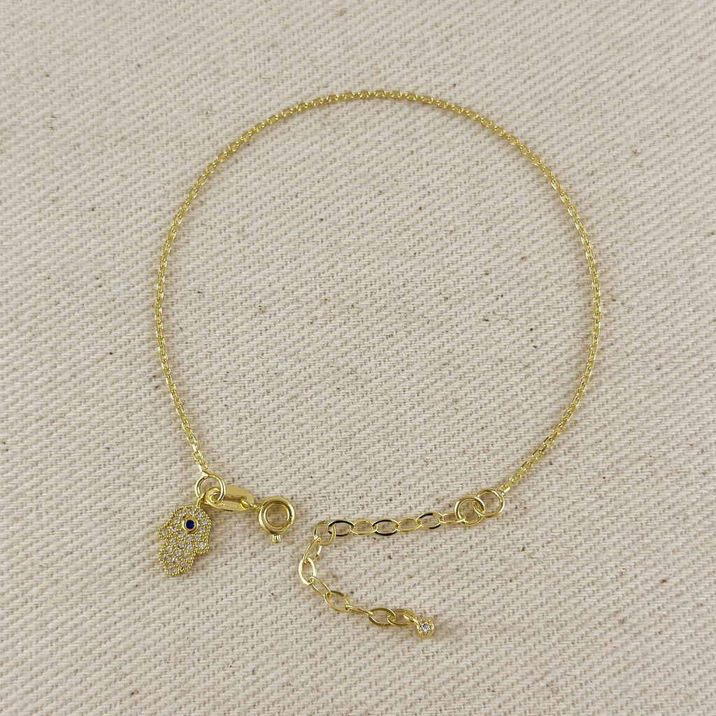 18k Gold Filled Hamsa Charm Bracelet