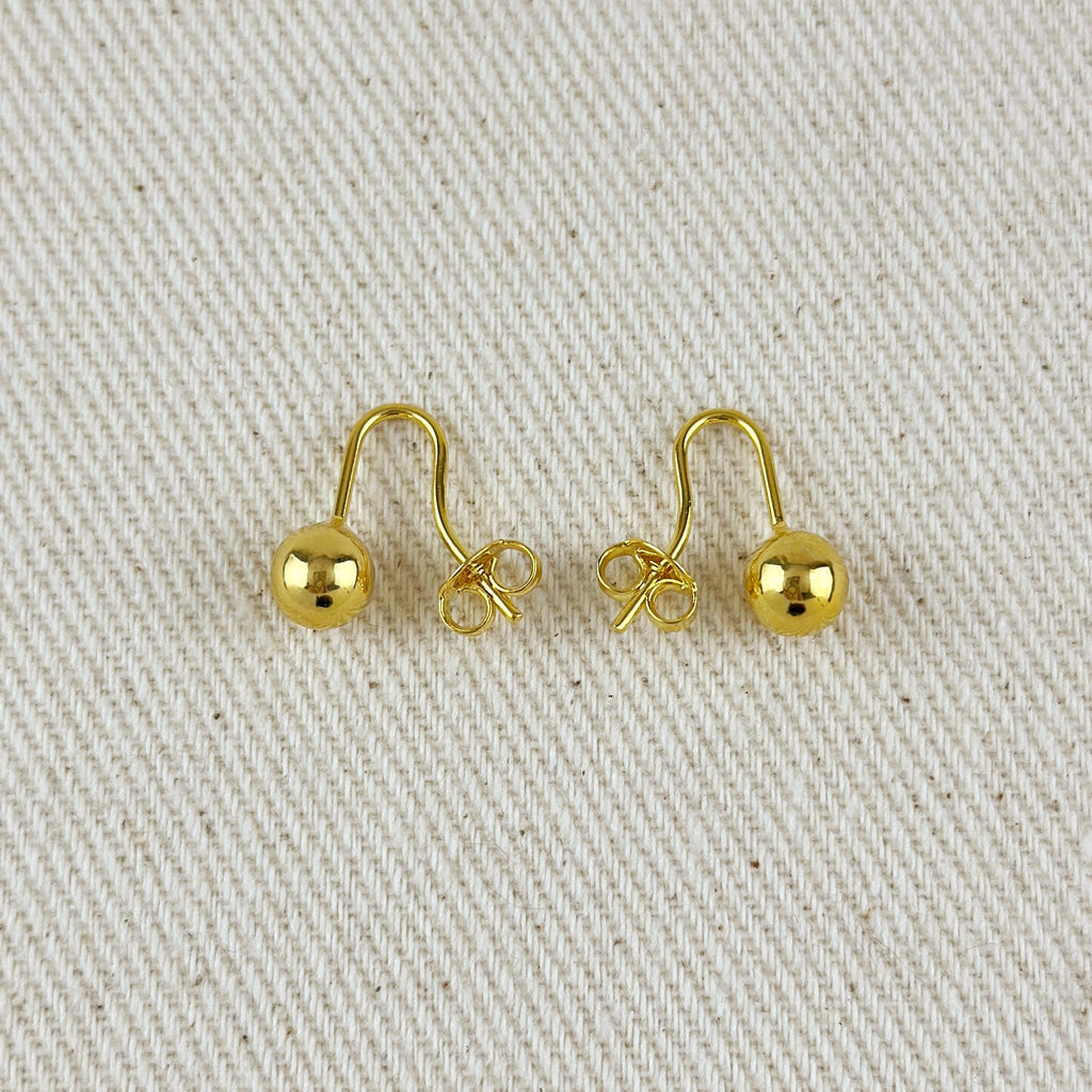 Gold Drop Hook Ball Earrings