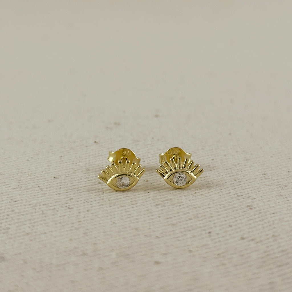 18k Gold Filled Mini CZ Eye Stud Earrings