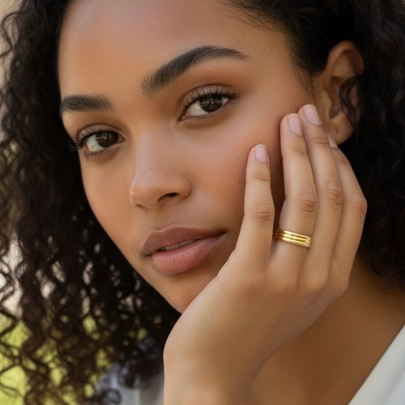 18K Gold Filled Triple Groove Band Ring