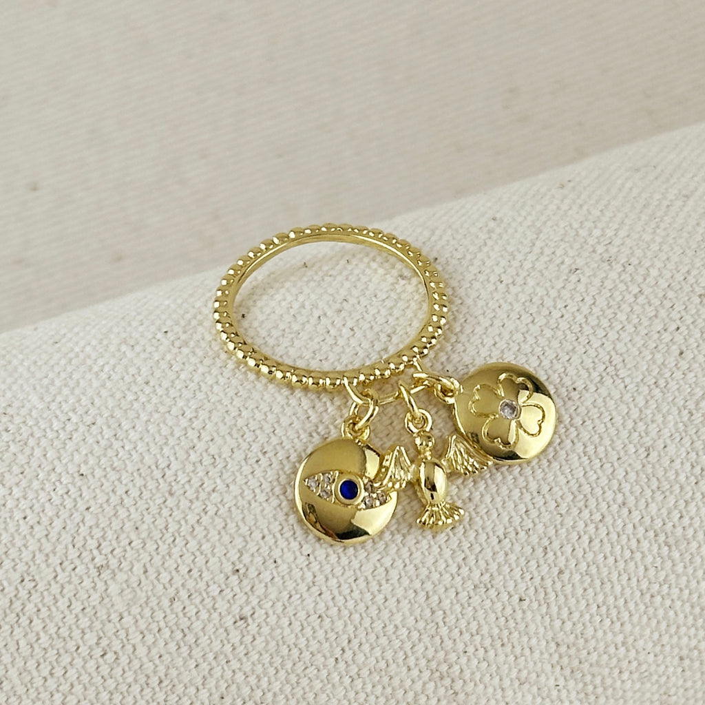 18k Gold Filled Protection Charms Ring
