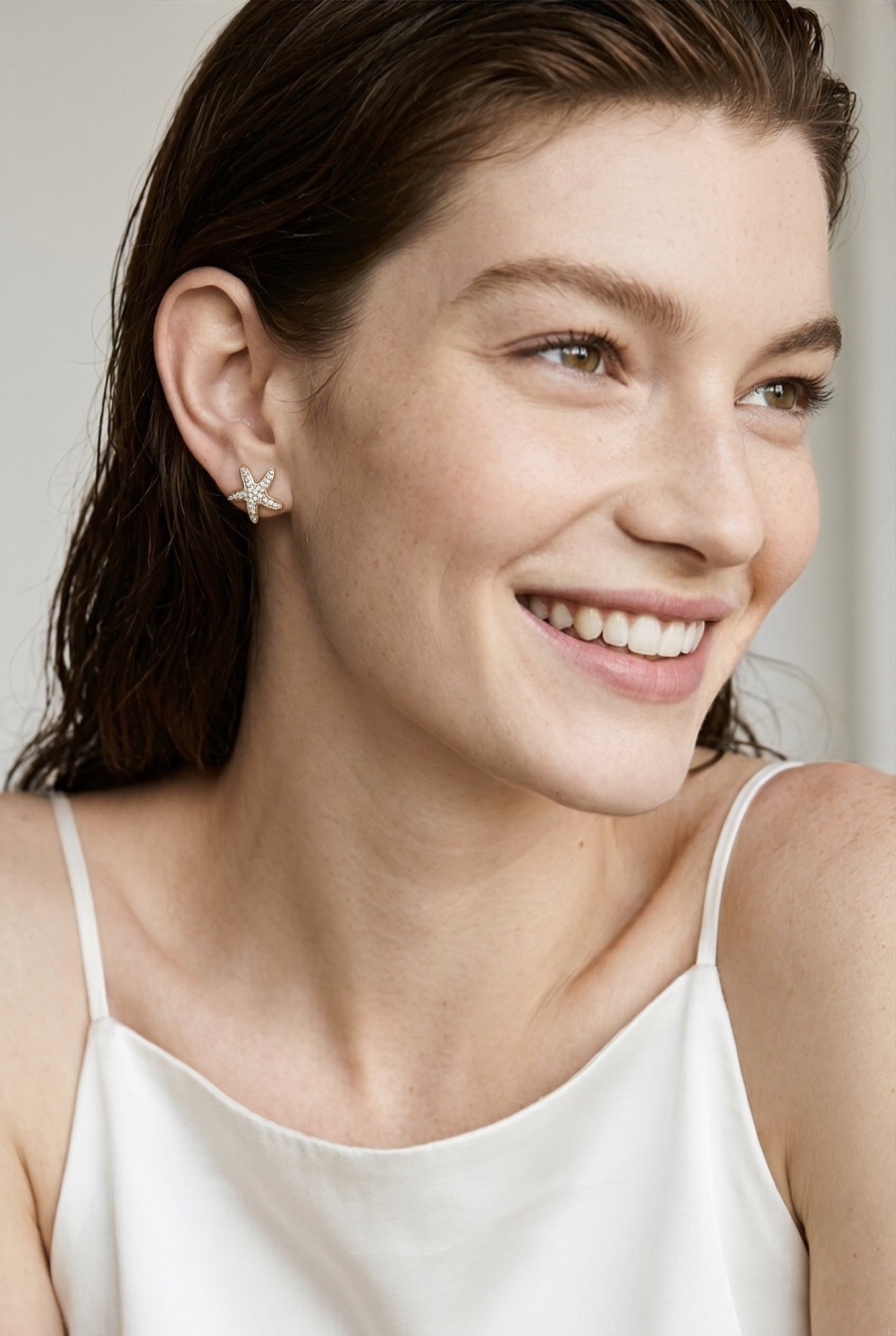 18k Gold Filled CZ Sea Star Stud Earrings