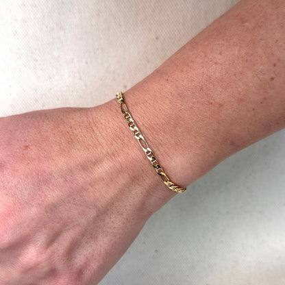 18k Gold Filled 3.5mm Figaro Mariner "Figarucci" Bracelet