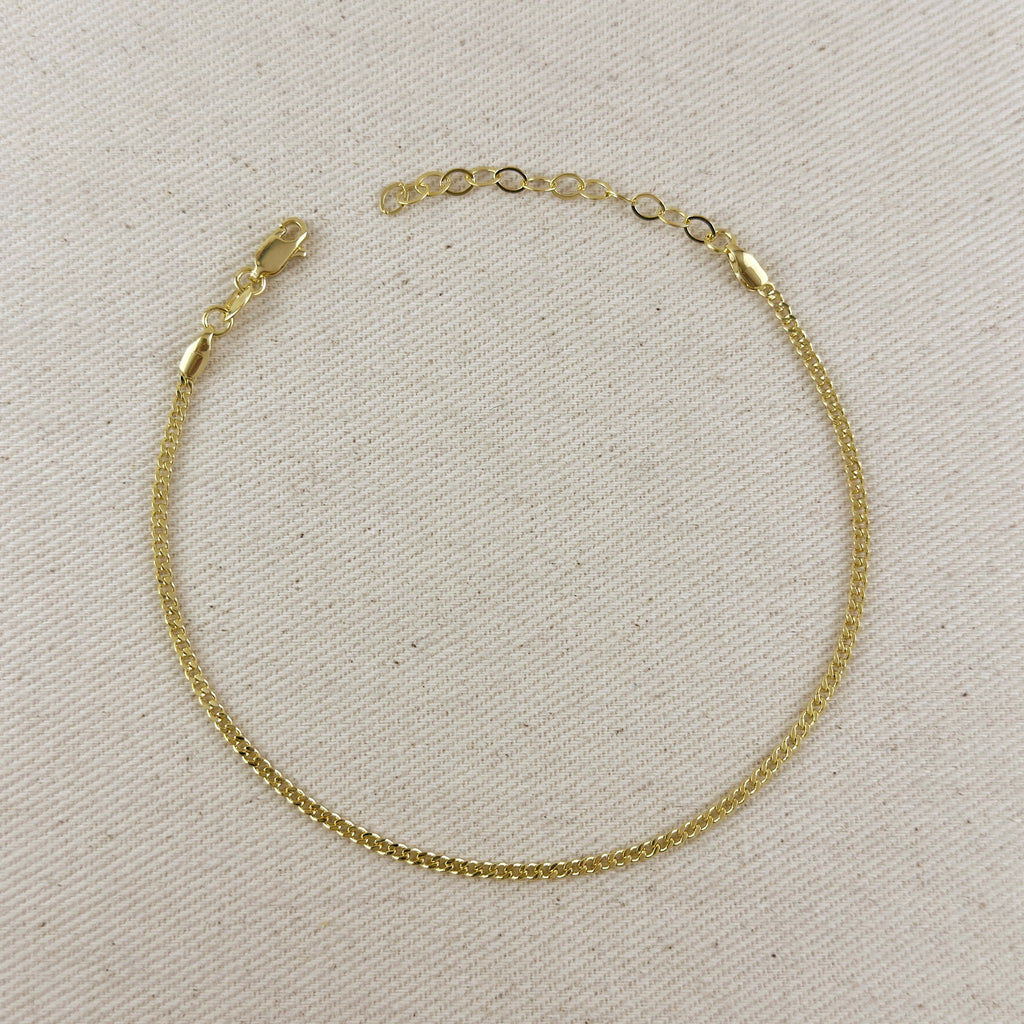 18k Gold Filled 2.0mm thickness Cuban Anklet