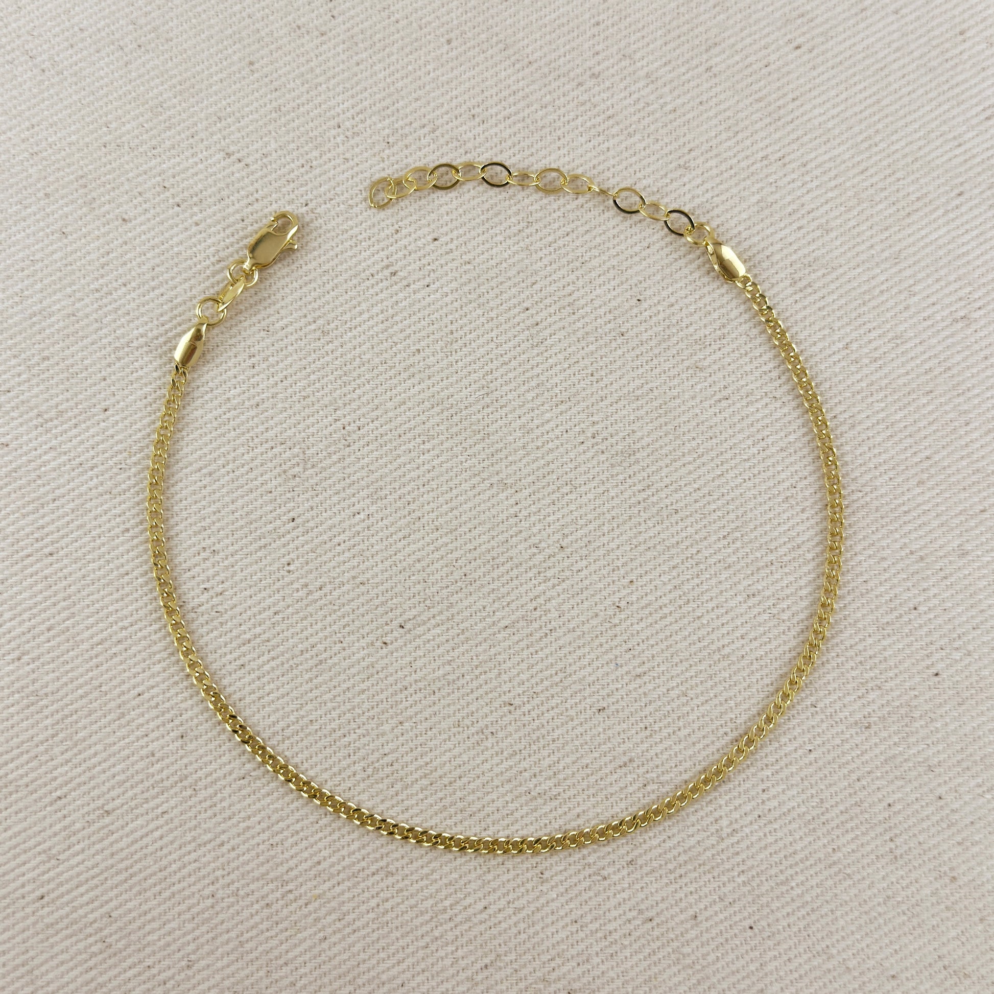 18k Gold Filled 2.0mm thickness Cuban Anklet