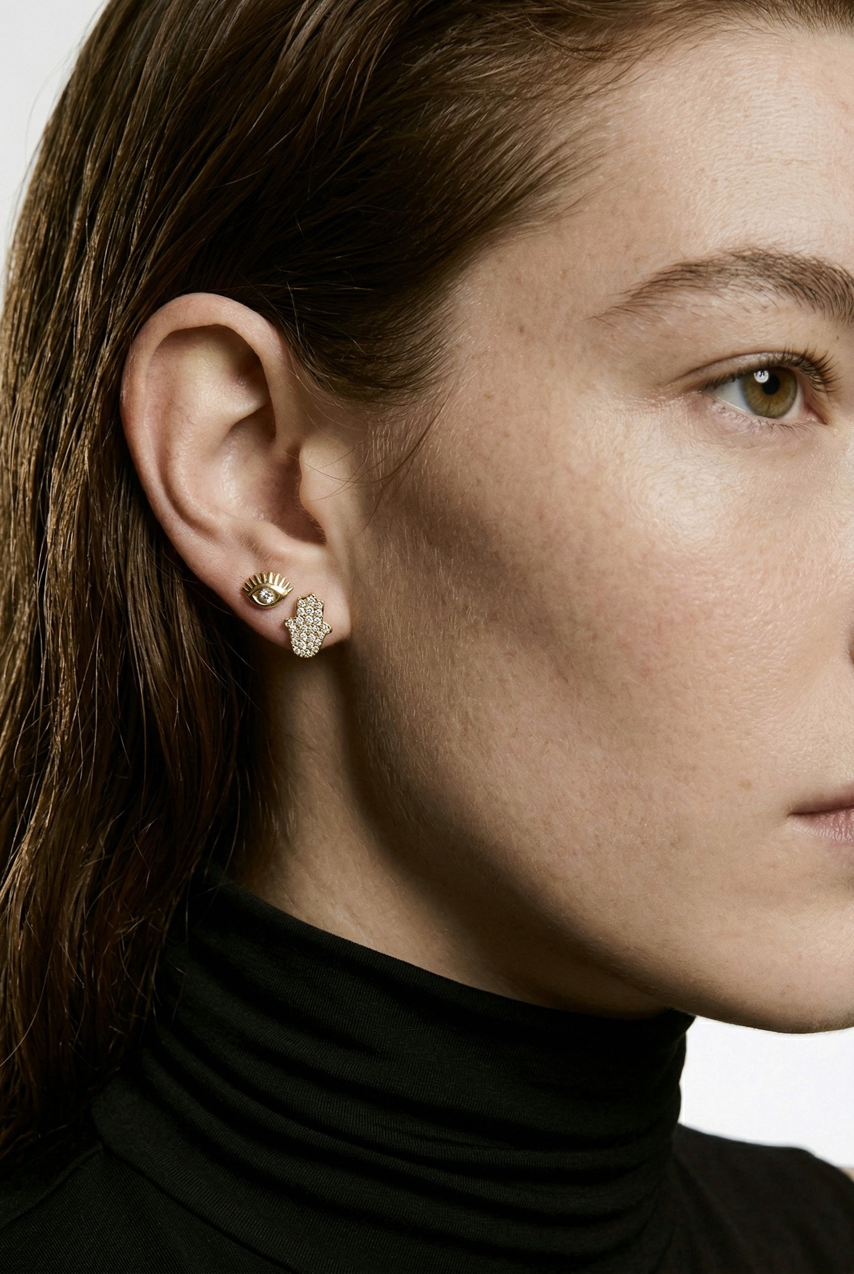 18k Gold Filled Mini CZ Eye Stud Earrings