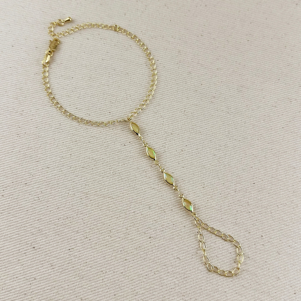 18k Gold Filled Ellipse Opal Hand Chain