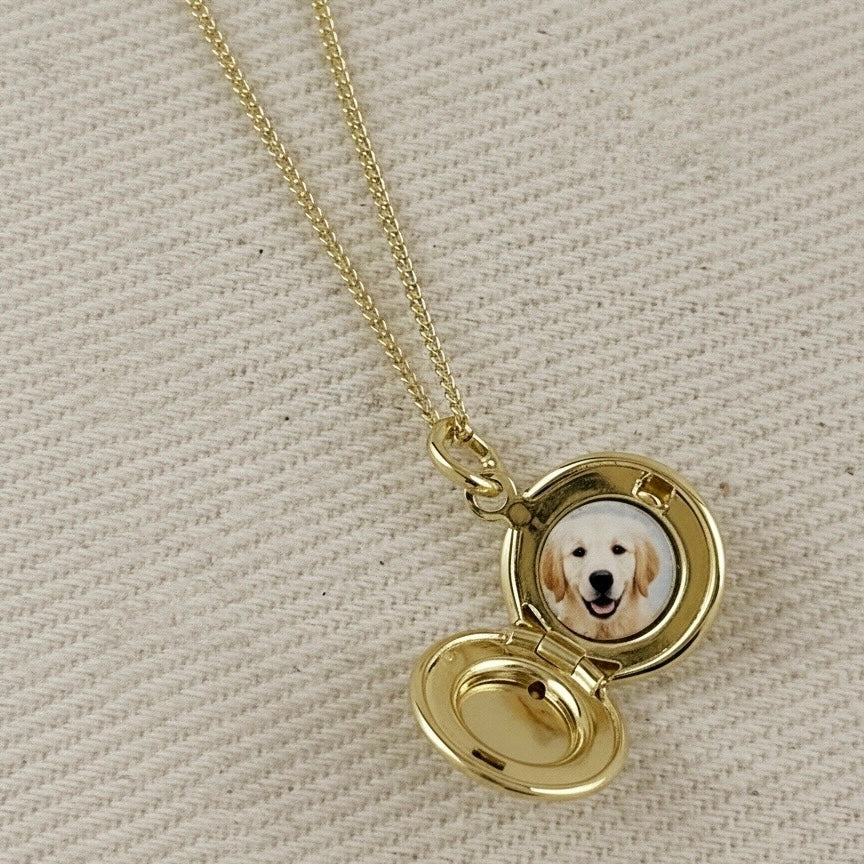 18k Gold Filled Round Locket Necklace