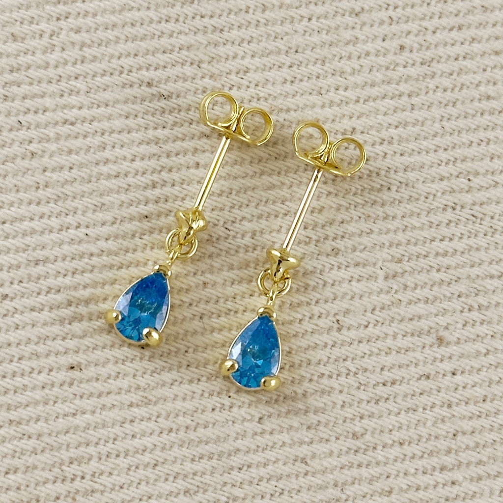 18k Gold Filled Colored CZ Teardrop Earrings
