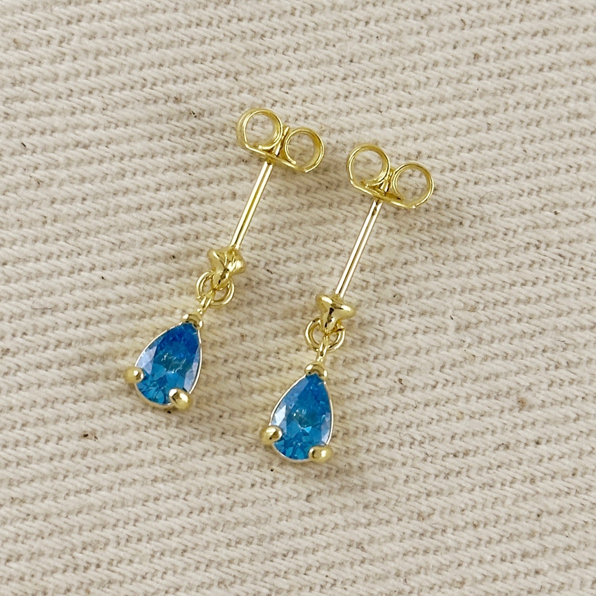 18k Gold Filled Colored CZ Teardrop Earrings