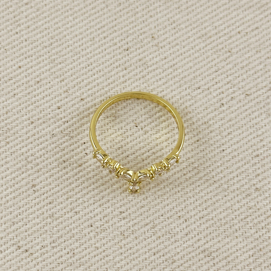 18k Gold Filled  Mixed CZ Y Ring