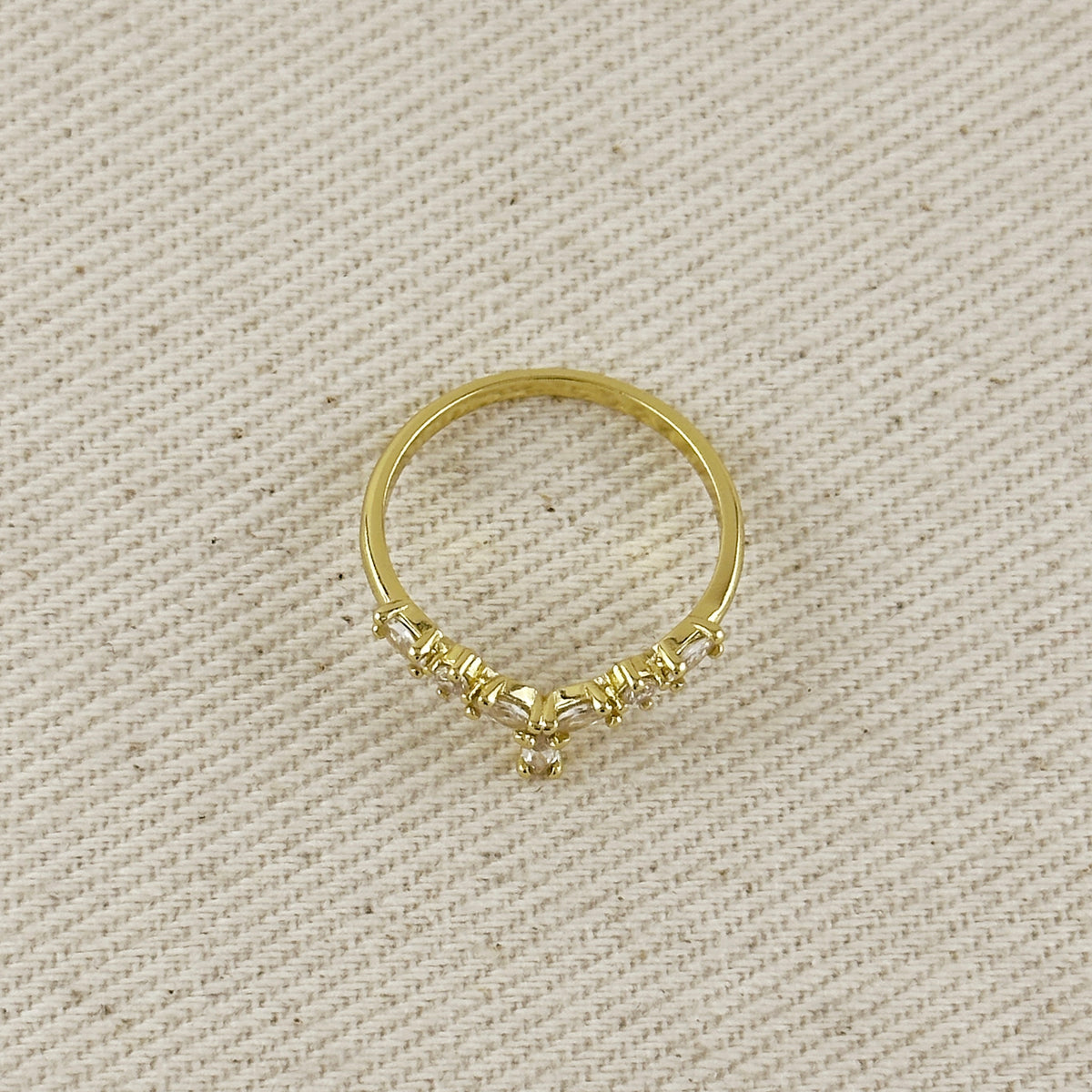 18k Gold Filled  Mixed CZ Y Ring