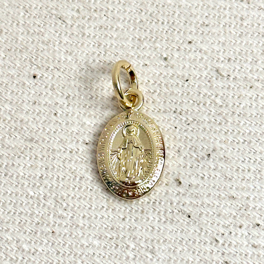 18k Gold Filled Mini Double Sided Lady of Grace Medal Pendant