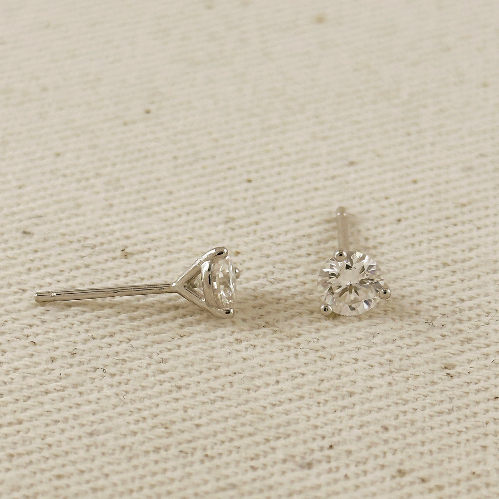 .925 Sterling Silver Rhodium Plated 1.0ct Moissanite Stud Earrings