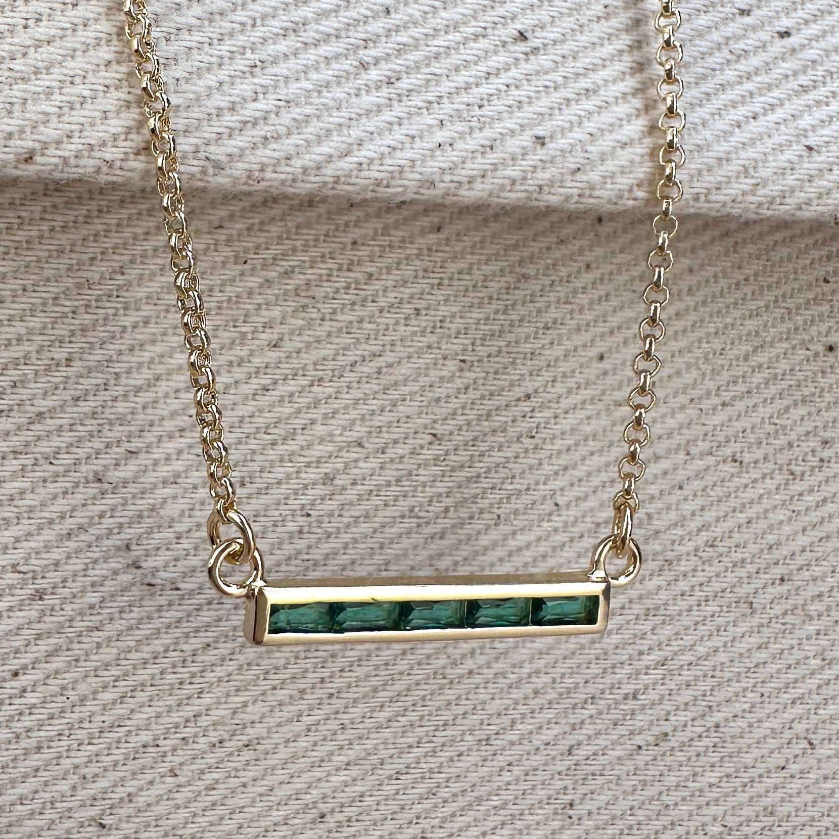 18k Gold Filled CZ Bar Necklace