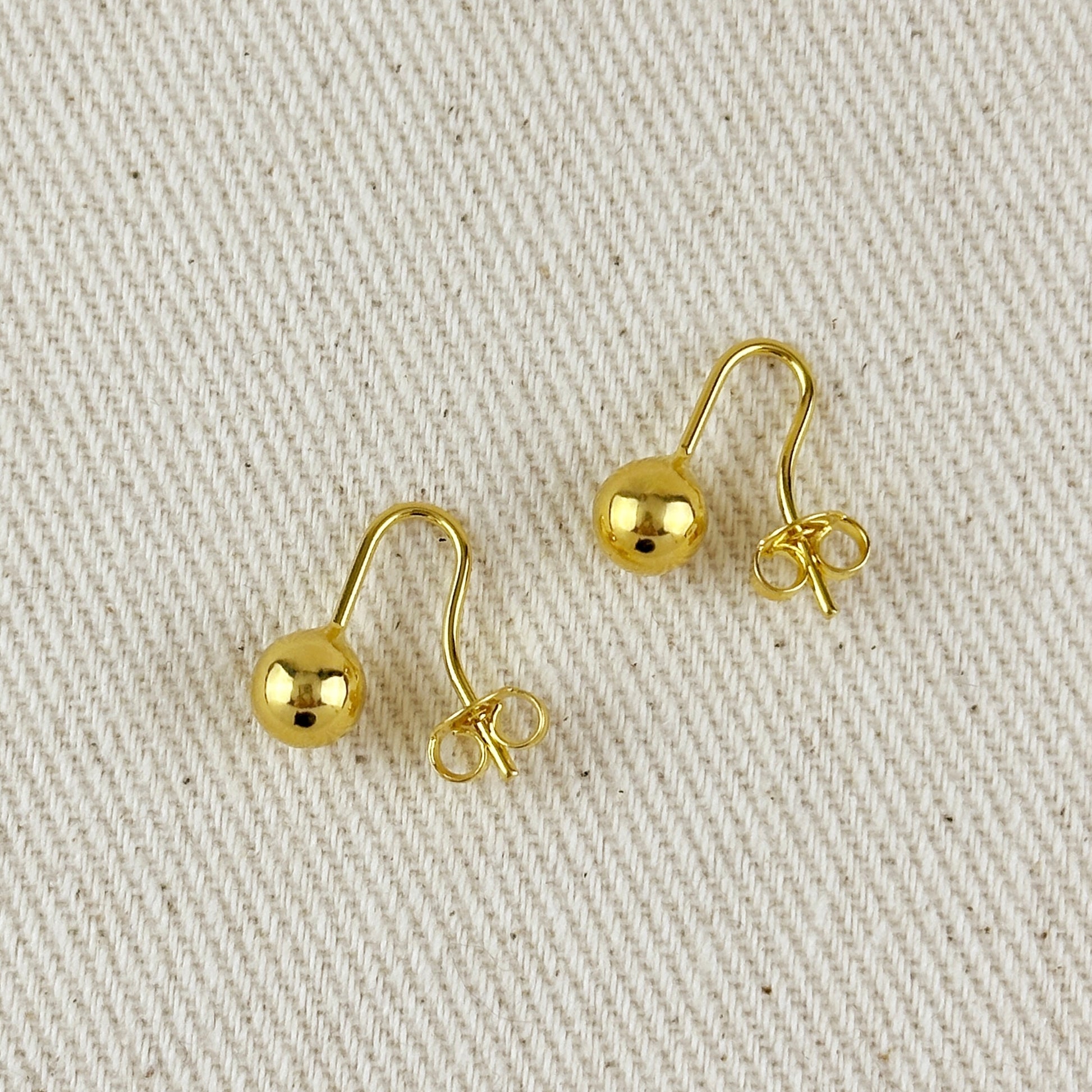 Gold Drop Hook Ball Earrings
