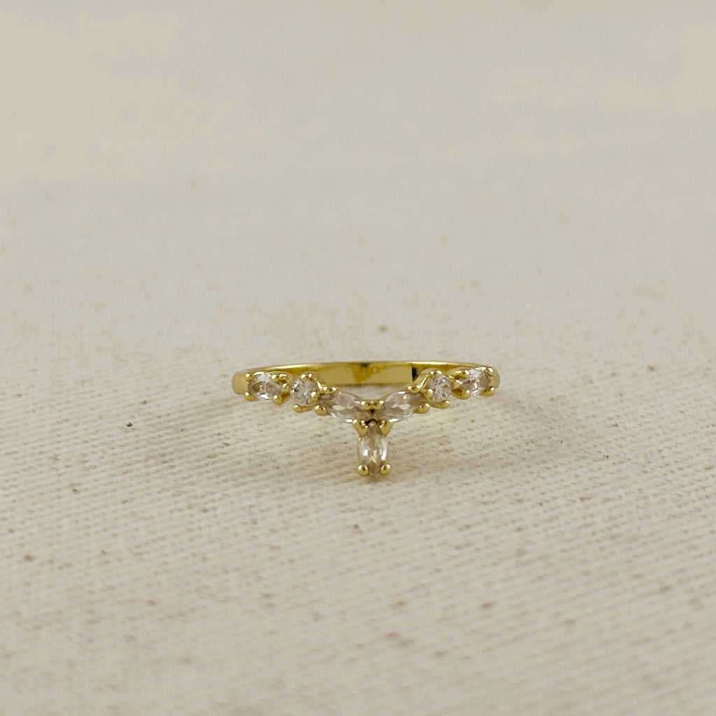 18k Gold Filled  Mixed CZ Y Ring