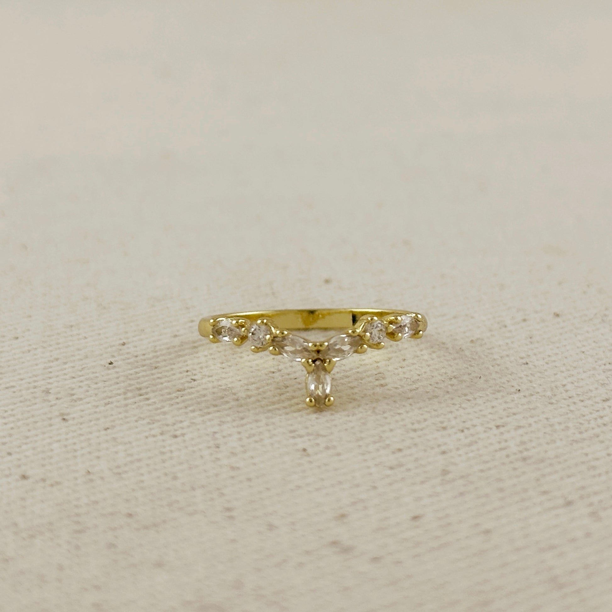 18k Gold Filled  Mixed CZ Y Ring