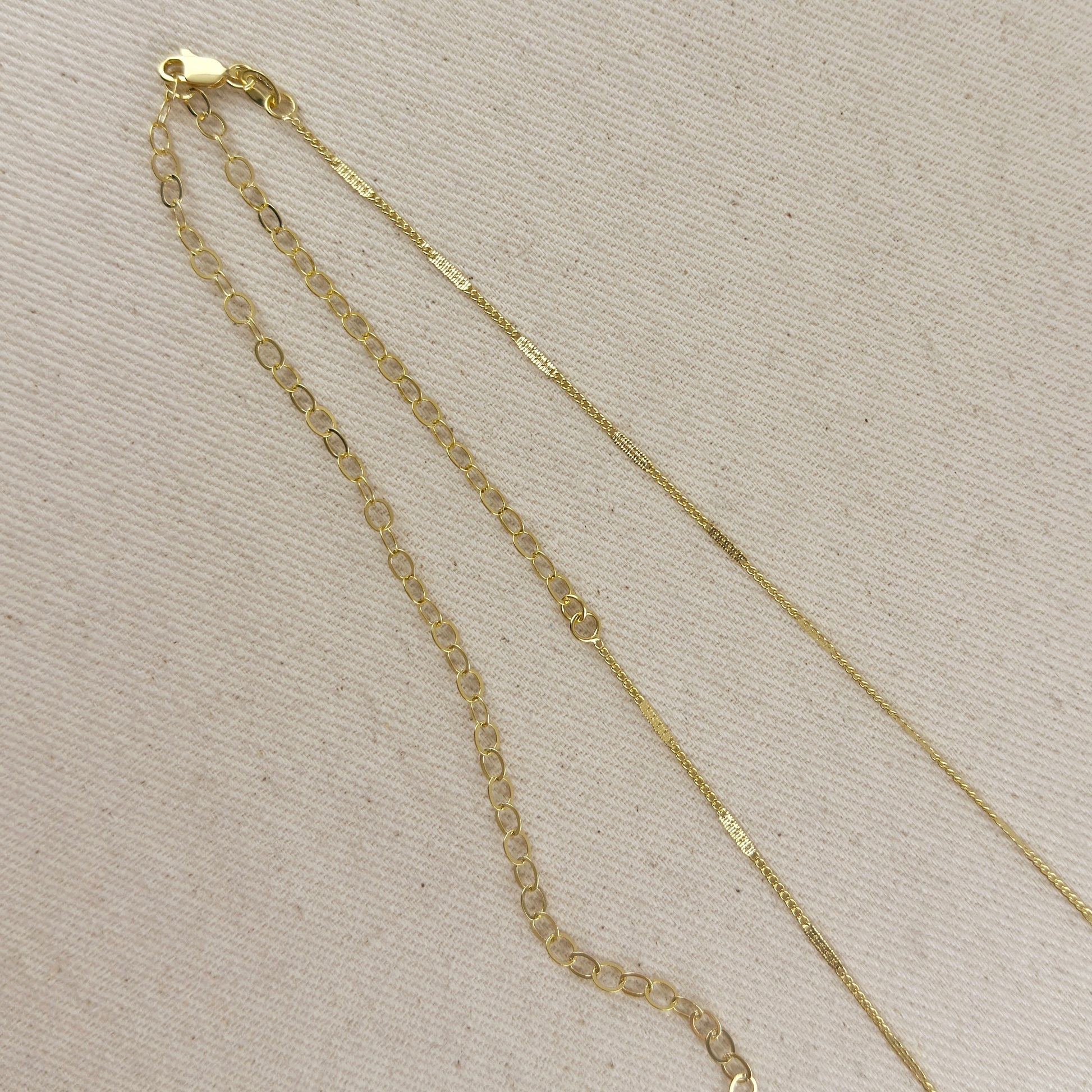 18k Gold Filled Pressed Detail Belly Chain