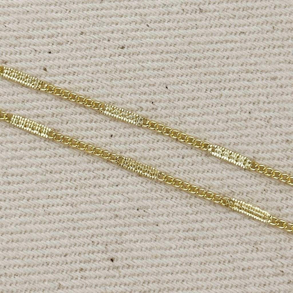 18k Gold Filled Pressed Detail Belly Chain