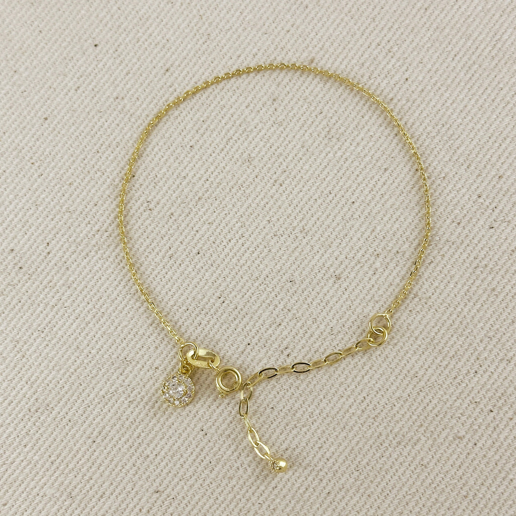 18k Gold Filled CZ Charm Bracelet