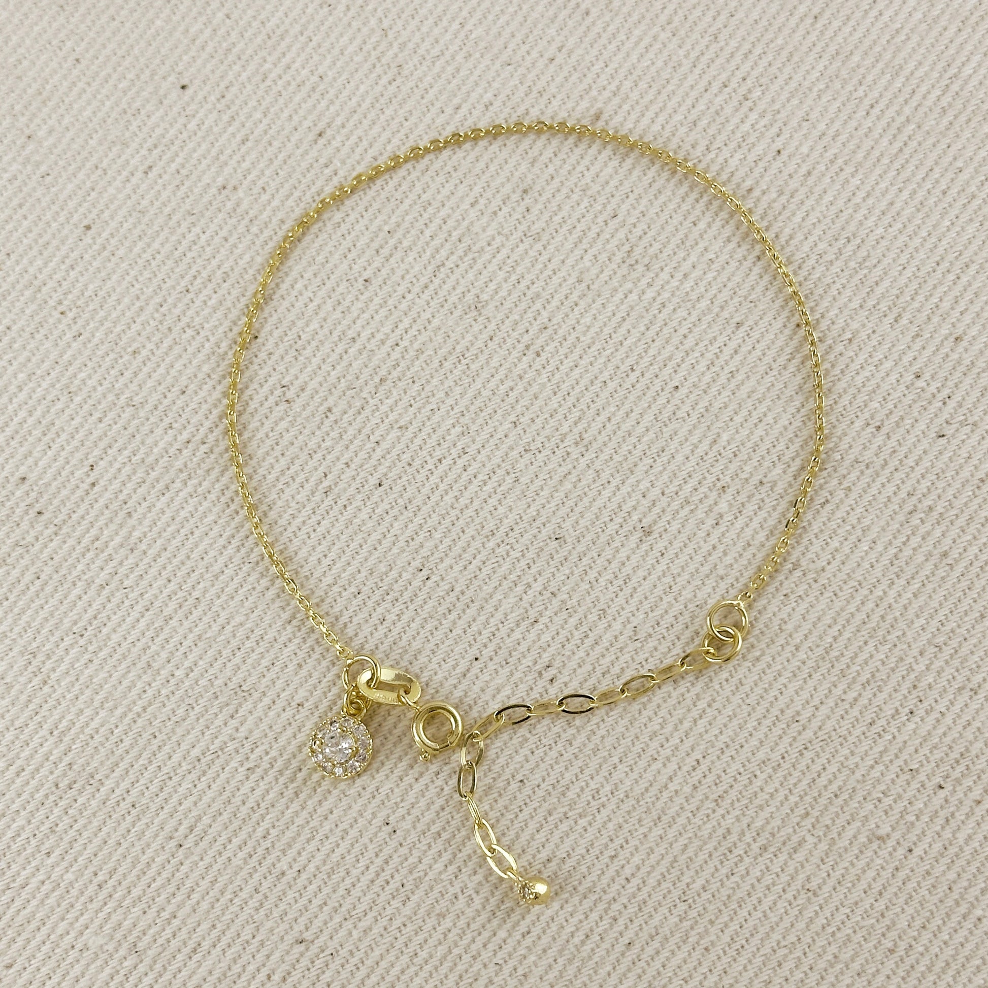 18k Gold Filled CZ Charm Bracelet