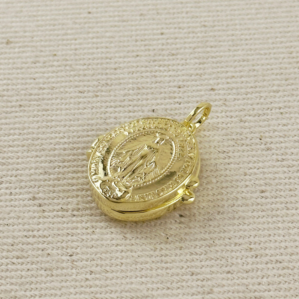 18k Gold Filled Lady of Grace Locket Pendant