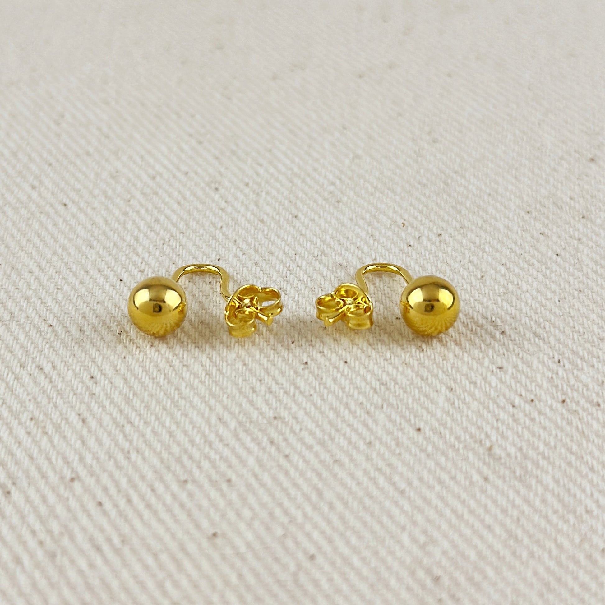 Gold Drop Hook Ball Earrings