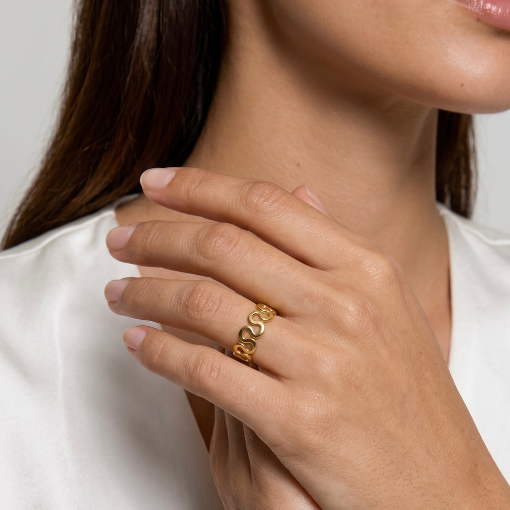 18k Gold Filled Short Wave Ring