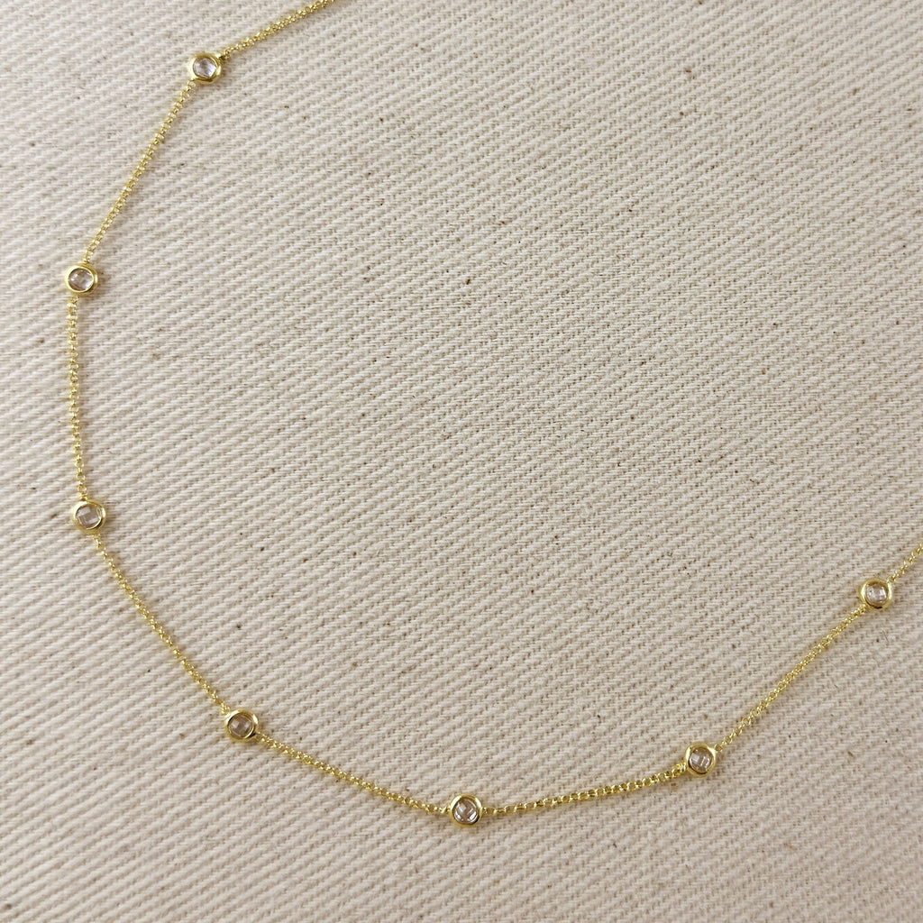 18k Gold Filled CZ Bezel Detailed Belly Chain